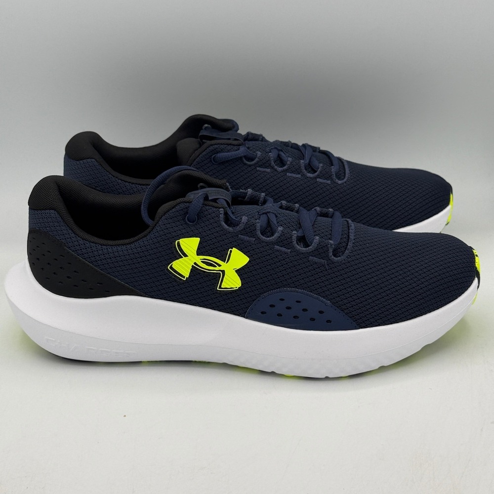 Under Armour Charged Surge 4  Shoes Mens 12 Blue Neon Yellow Running 3027000-404